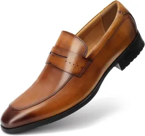 Men's Slip on Oxford Dress Shoes Classic Handmade Calfskin Manufacturing More Compact, Choose The Right Size to Modify The Foot Shape