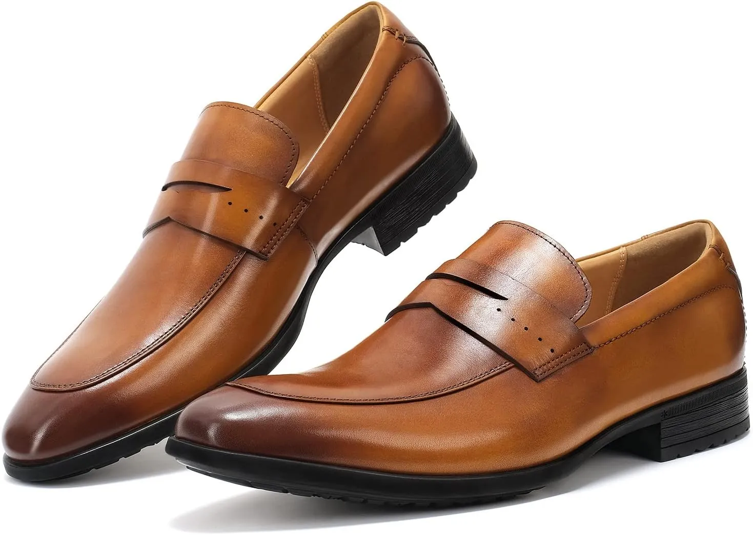 Men's Slip on Oxford Dress Shoes Classic Handmade Calfskin Manufacturing More Compact, Choose The Right Size to Modify The Foot Shape