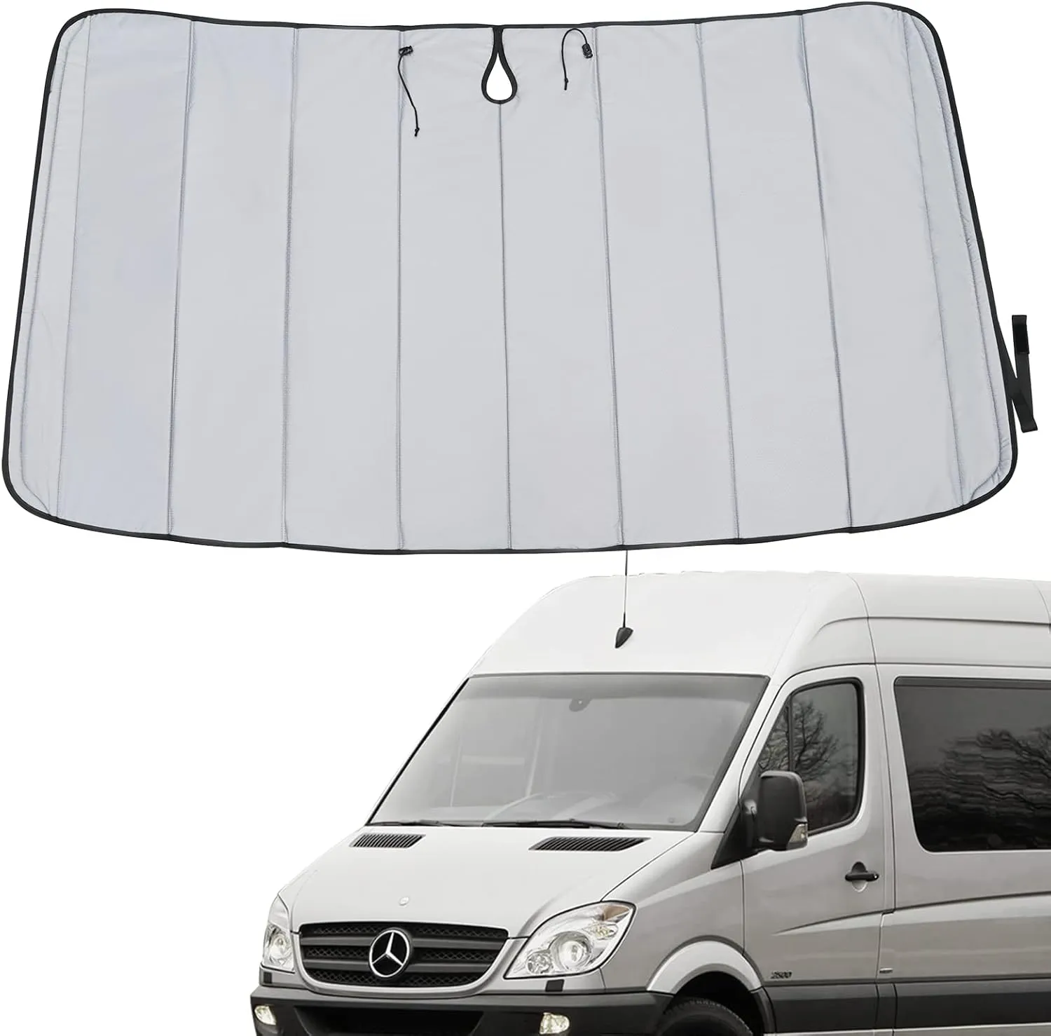 Mercedes-Benz Sprinter Van Windshield Sunshade, Campervan Thickened Oxford Insulated Window Cover for RV Windscreen, Powerful Magnets, UV&Heat Resistant Blackout, for NCV3, 2006 to 2018