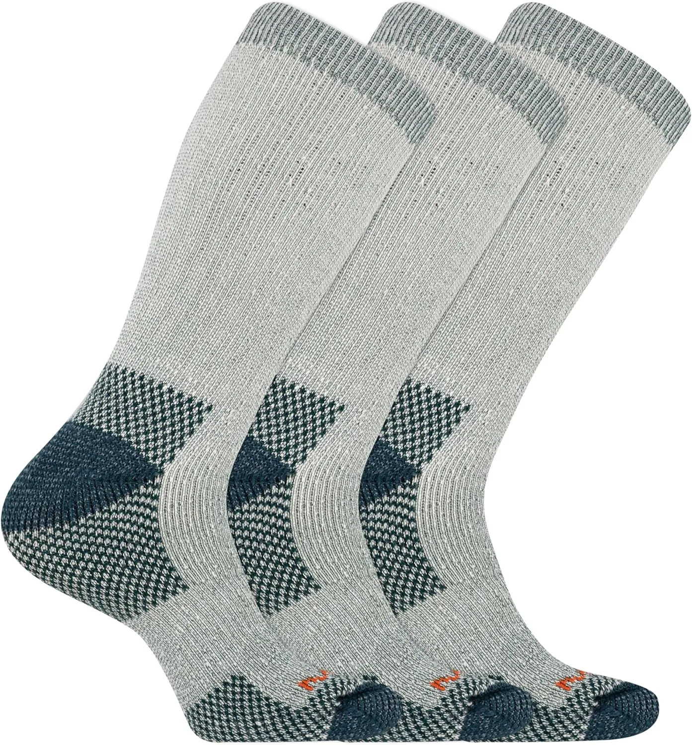 Merrell Men's and Women's Heavyweight Hiker Crew Socks 3 Pair Pack, Green, M/L