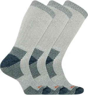 Merrell Men's and Women's Heavyweight Hiker Crew Socks 3 Pair Pack, Green, M/L