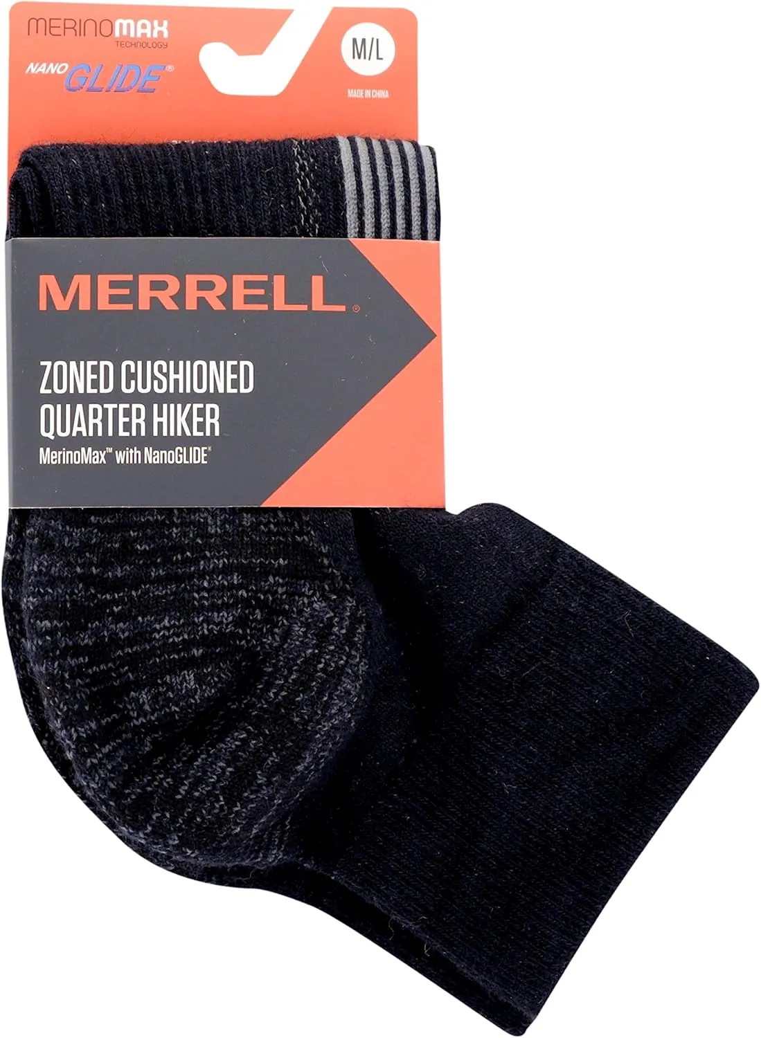 Merrell Men's and Women's Zoned Cushioned Wool Hiking Ankle Socks-Breathable Arch Support