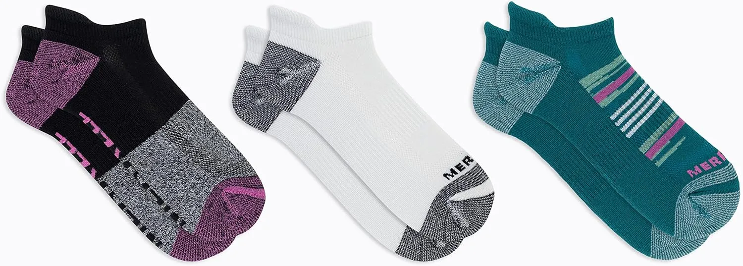 Merrell Unisex-Adult Recycled Everyday Half Cushion Low Cut Tab Socks - 3 Pairs - Breathable Hiking