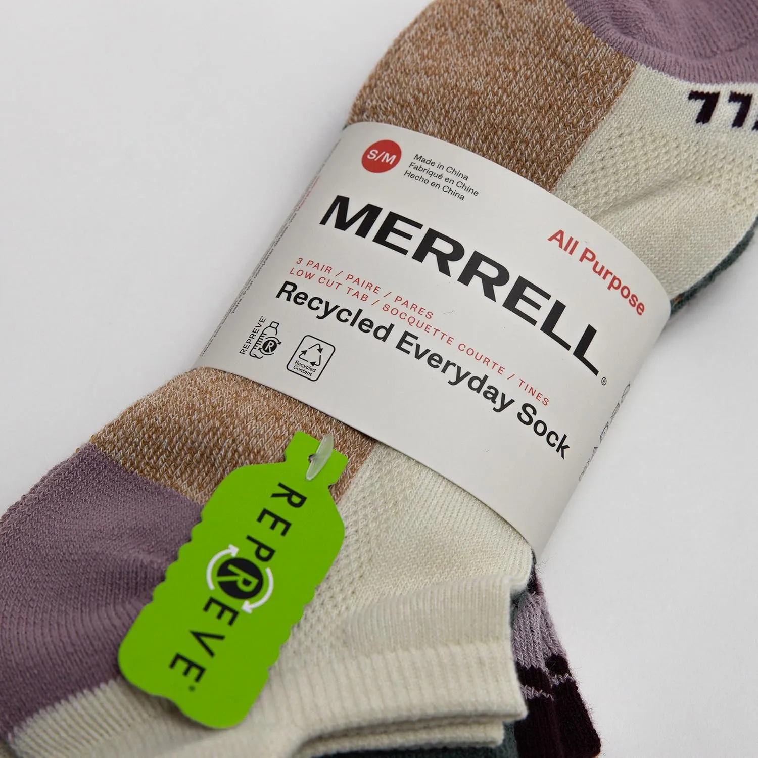 Merrell Unisex-Adult Recycled Everyday Half Cushion Low Cut Tab Socks - 3 Pairs - Breathable Hiking