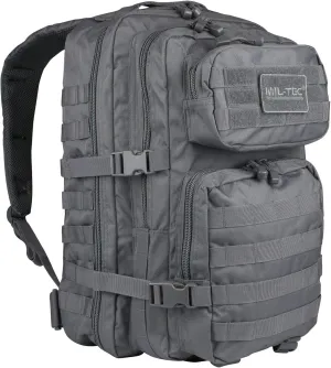 Mil-Tec Unisex Assault Pack - Rugged Durable Lightweight Ergonomic Versatile Tactical Outdoor Camping Hiking Backpack with Adjustable Padded Shoulder Straps & MOLLE Loops, Urban Gray, 36L