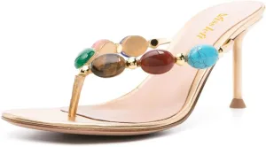 miss left Women Jewelled Open Toe Flip Flops Sexy Thin High Heel Slip on Thong Sandals Comfy Summer Party Shoes Size 4-16 US