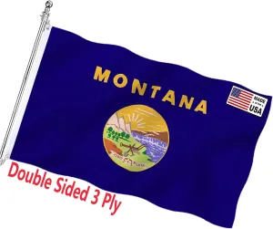 Montana State Flag 3x5 Double Sided Outdoor Heavy Duty Montana Treasure MT State Flags 3 Ply with Durable Canvas Header and ​2 Brass Grommets Vivid Colors