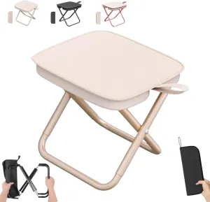 Mountaineering and Hiking Portable Stool, 330 Lbs Capacity Sturdy Collapsible Stool, Folding Chair, Ultra-Light Portable Folding Chair, Hold Up to 330 Lbs for Camp, Beach, Fishing, Hiking (Khaki)
