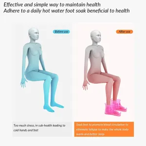 Movable Foot Soaker, Portable Feet Soaking Tub Massage Foot Bath Shoes, Bath Massager Basin Pedicure Feet Spa Shoes for Thermal Massage to Promote Blood Circulation (Large High, Blue)