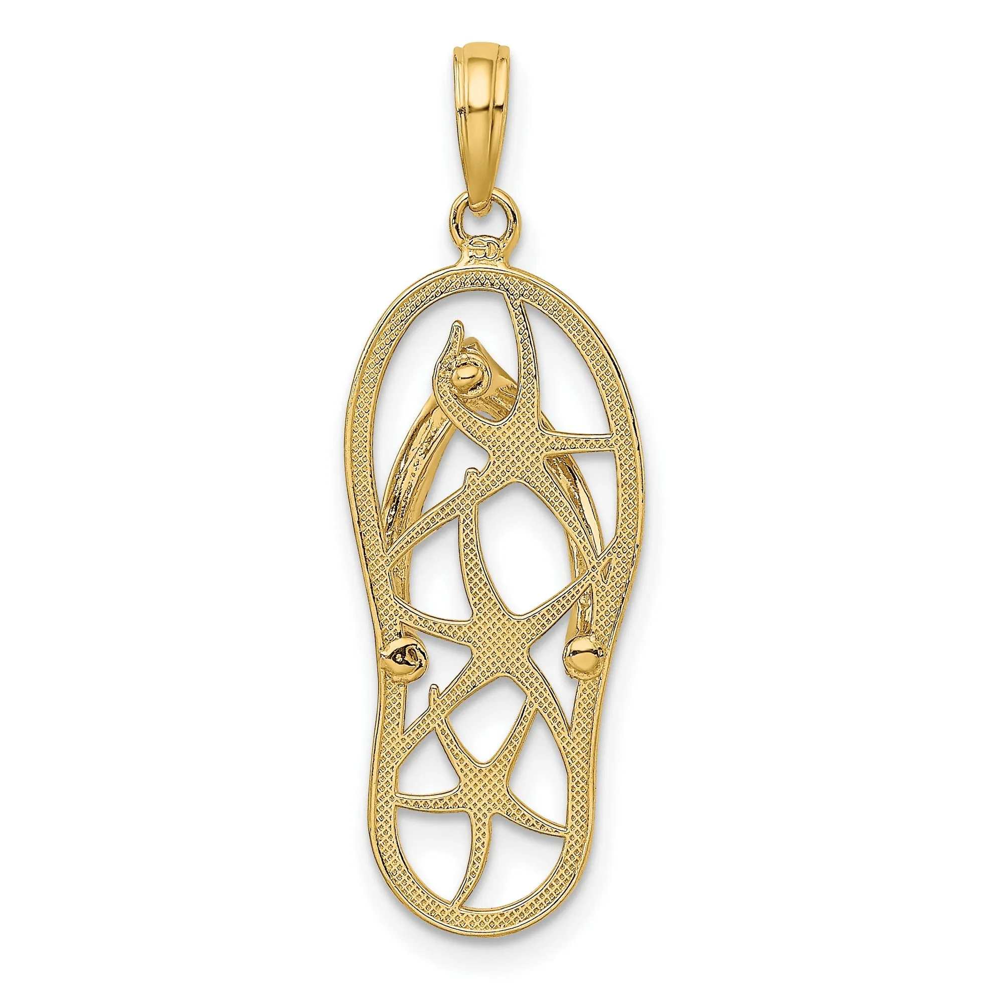Multi Starfish Flip-Flop Charm Pendant in Real 10k Yellow Gold
