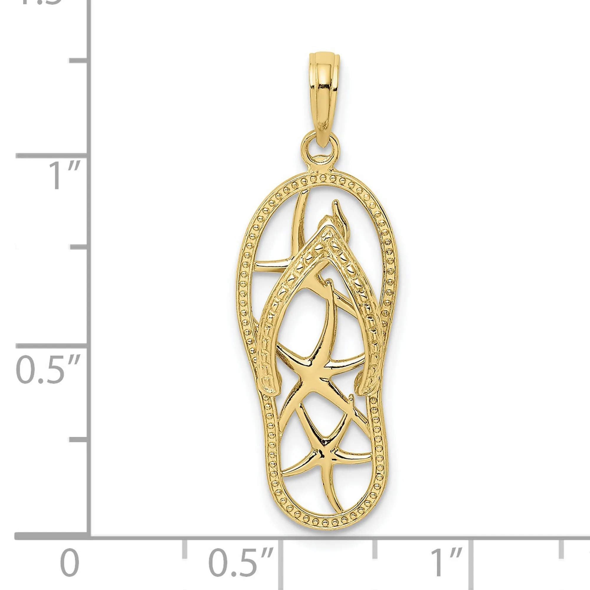 Multi Starfish Flip-Flop Charm Pendant in Real 10k Yellow Gold