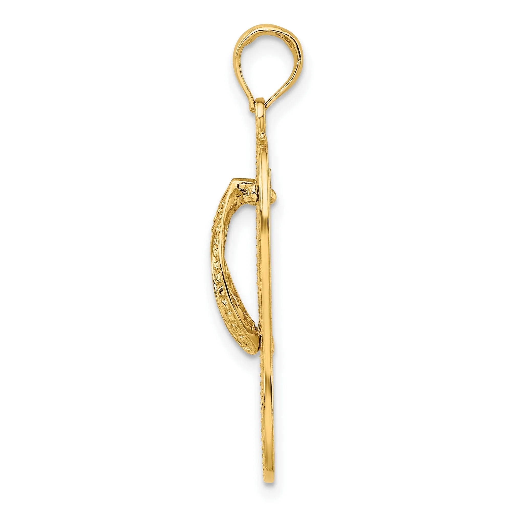 Multi Starfish Flip-Flop Charm Pendant in Real 10k Yellow Gold