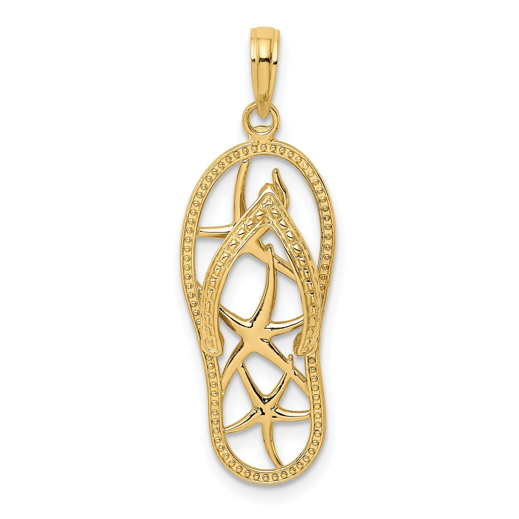 Multi Starfish Flip-Flop Charm Pendant in Real 10k Yellow Gold