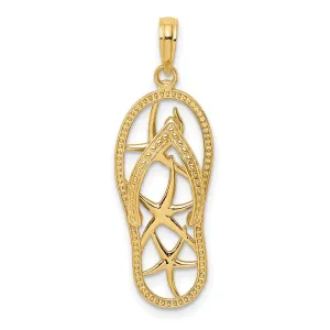 Multi Starfish Flip-Flop Charm Pendant in Real 10k Yellow Gold