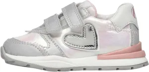 Naturino QUELLY VL.-Leather and Fabric Sneakers-Silver