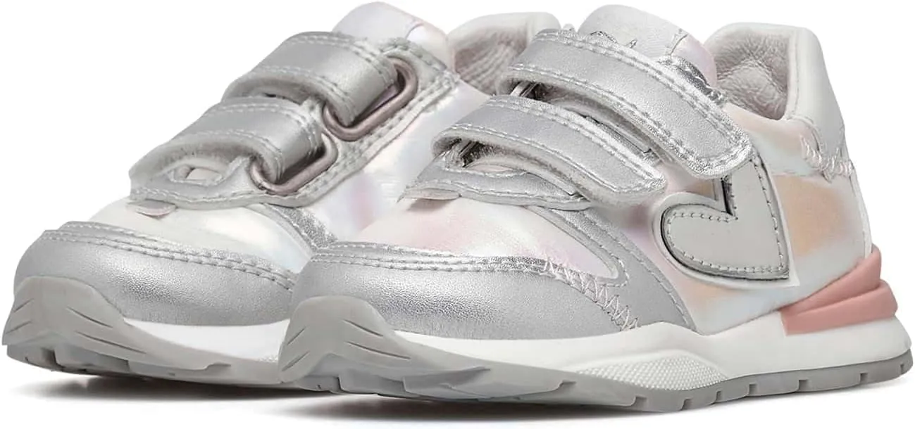 Naturino QUELLY VL.-Leather and Fabric Sneakers-Silver
