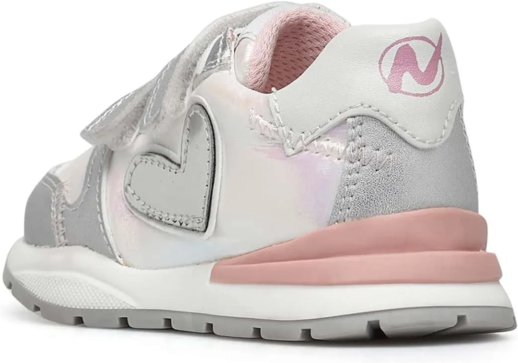 Naturino QUELLY VL.-Leather and Fabric Sneakers-Silver