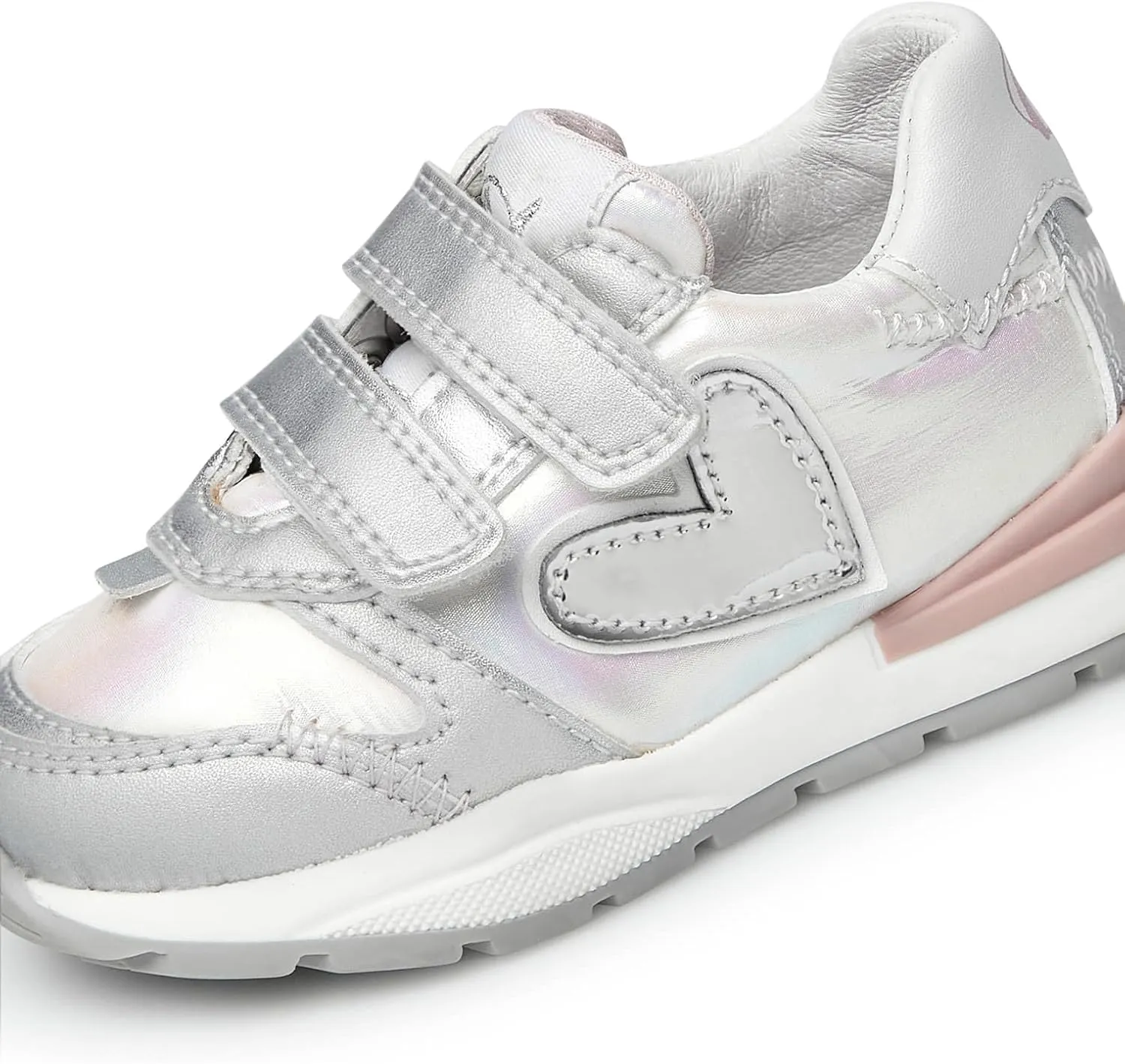 Naturino QUELLY VL.-Leather and Fabric Sneakers-Silver