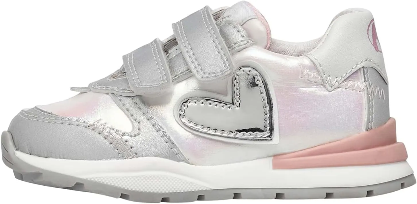 Naturino QUELLY VL.-Leather and Fabric Sneakers-Silver