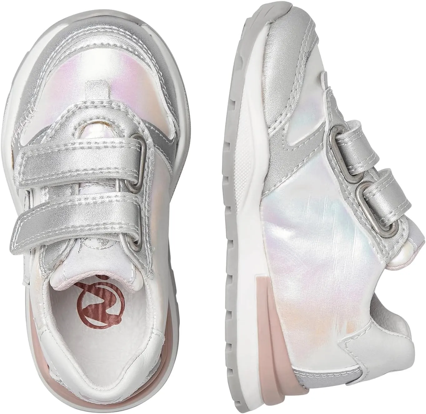 Naturino QUELLY VL.-Leather and Fabric Sneakers-Silver