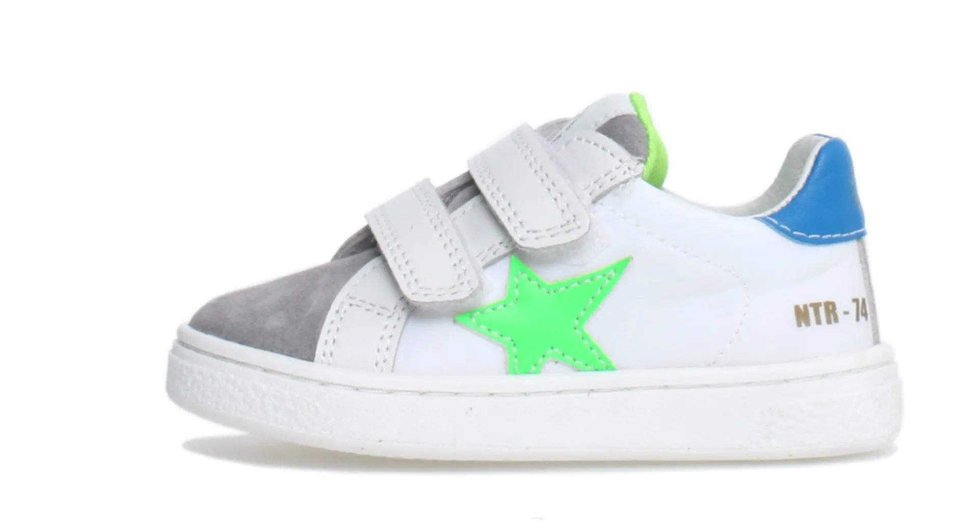 Naturino  White Grey Nylon Suede Velcro Sneaker Pinn