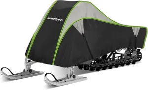 NEVERLAND Snowmobile Cover, Waterproof, Black with Reflective Strips, 130" Length, Fade Resistant All Weather Protection, Compatible with Polaris Ski Doo and Yamaha