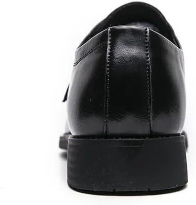 New Shoes Dress Oxford for Men Slip On Square Burnished Toe Monk Strap Split Toe Vegan Leather Low Top Block Heel Rubber Sole Slip Resistant Walking