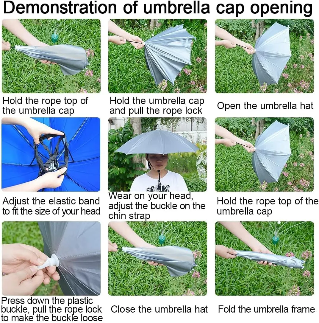 NEW-Vi Umbrella Hat Adult and Kids Folding Cap for Beach Fishing Golf Party Headwear