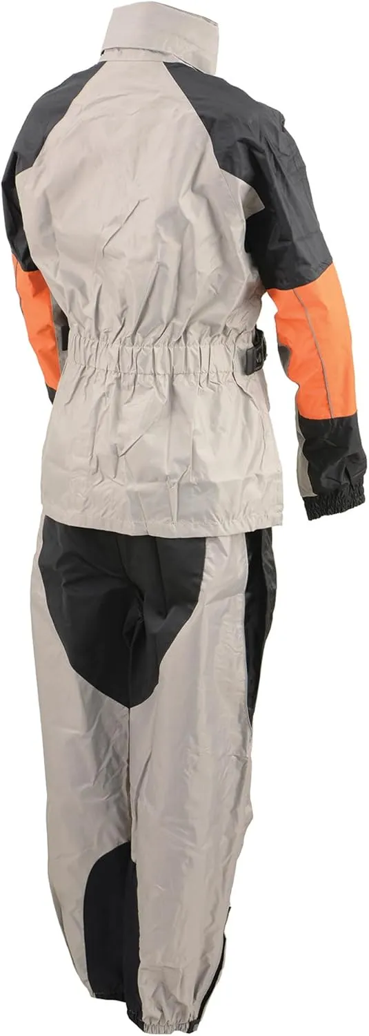 NexGen SH2217 Men's Orange and Silver Oxford Water-Resistant Rain Suit