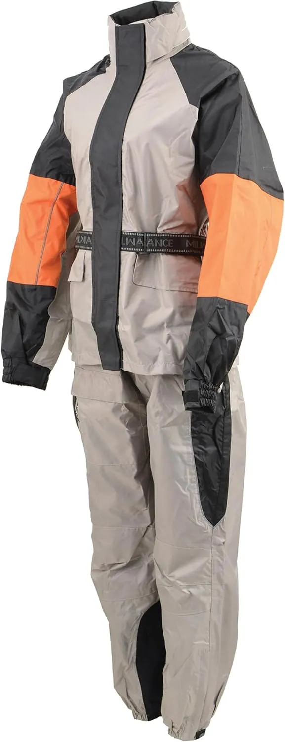 NexGen SH2217 Men's Orange and Silver Oxford Water-Resistant Rain Suit