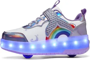 Nsasy Girls Boys Roller Shoes with LED Light Up Wheels Sneakers Kids Roller Skates Shoes for Kids for Children