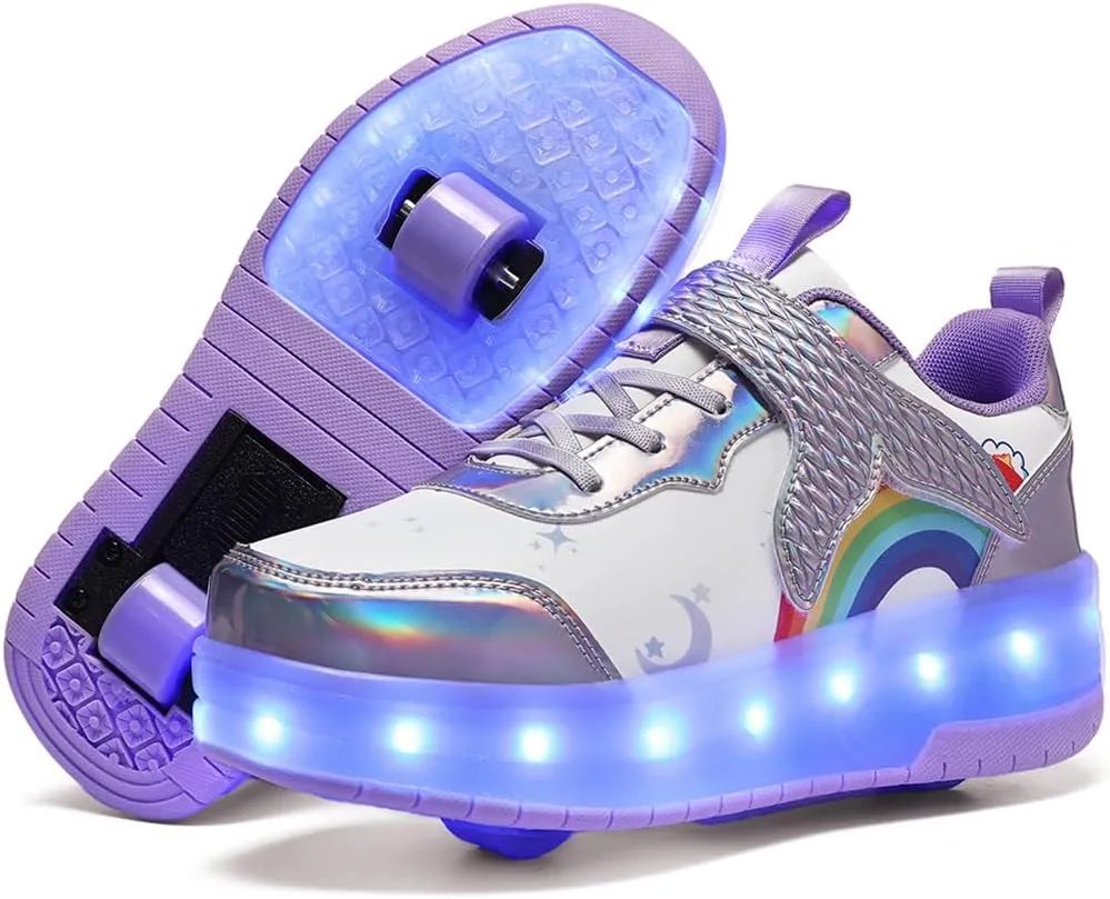 Nsasy Girls Boys Roller Shoes with LED Light Up Wheels Sneakers Kids Roller Skates Shoes for Kids for Children