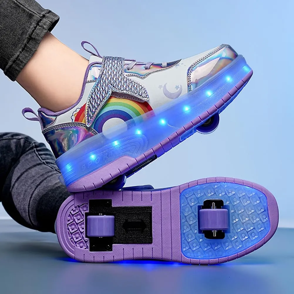 Nsasy Girls Boys Roller Shoes with LED Light Up Wheels Sneakers Kids Roller Skates Shoes for Kids for Children