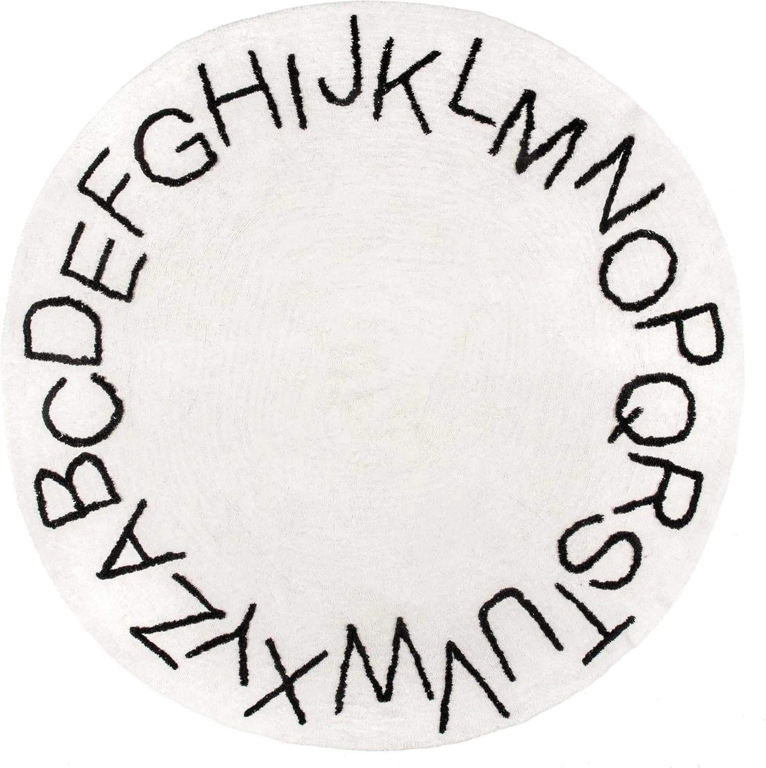 nuLOOM Kids Washable Round Alphabet Area Rug, 4' Round, Ivory