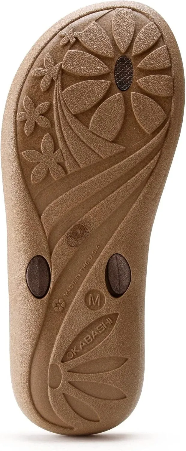 OKABASHI Women's Baha Flip Flop | Contoured Footbed w/Arch Support for All-Day Comfort | Slip-Resistant & Waterproof | Sustainably Made in The USA
