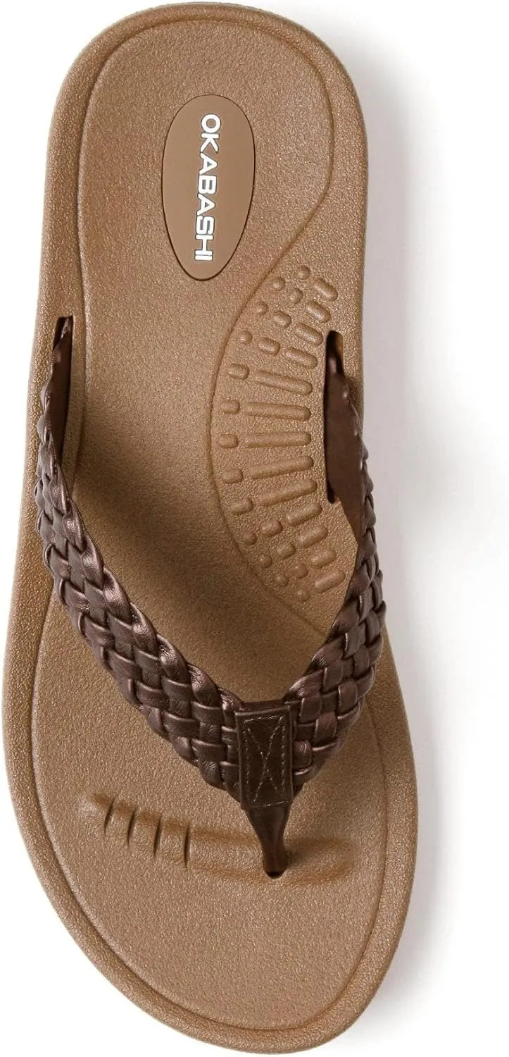 OKABASHI Women's Baha Flip Flop | Contoured Footbed w/Arch Support for All-Day Comfort | Slip-Resistant & Waterproof | Sustainably Made in The USA