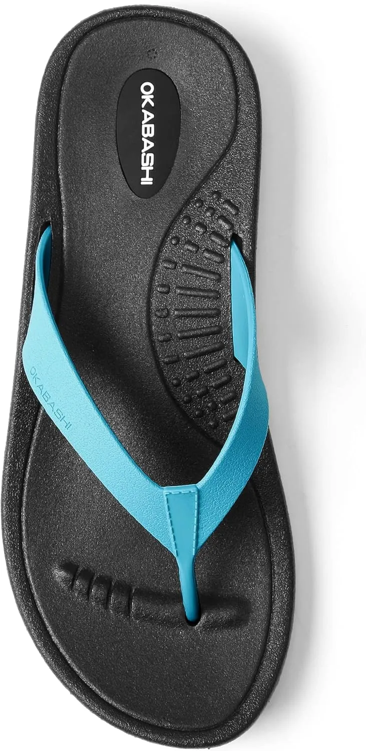 OKABASHI Women's Breeze Flip Flop | Contoured Footbed w/Arch Support for All-Day Comfort | Slip-Resistant & Waterproof | Sustainably Made in The USA