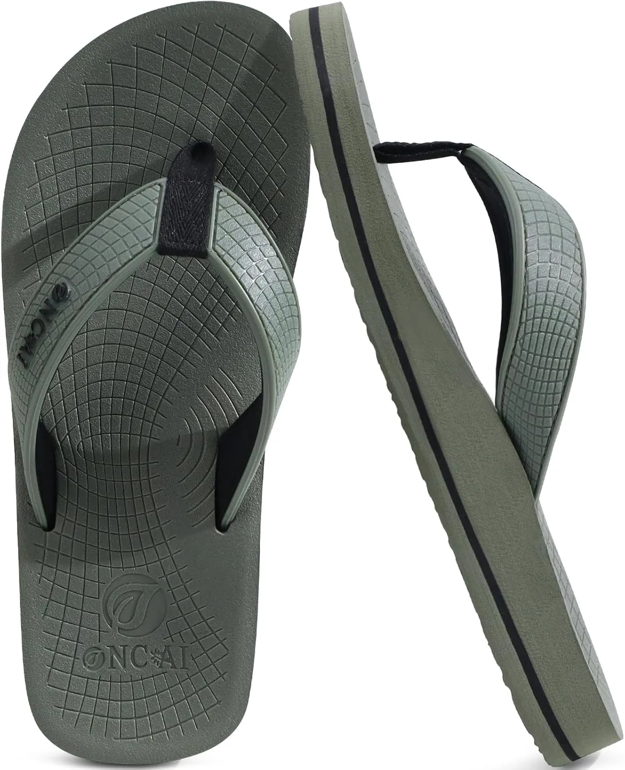 ONCAI Men's Flip Flops Summer Beach Fashion Yoga Mat Thong Sandals with Non-slip Outdoor Cushion Rubber Soles