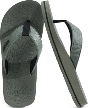 ONCAI Men's Flip Flops Summer Beach Fashion Yoga Mat Thong Sandals with Non-slip Outdoor Cushion Rubber Soles