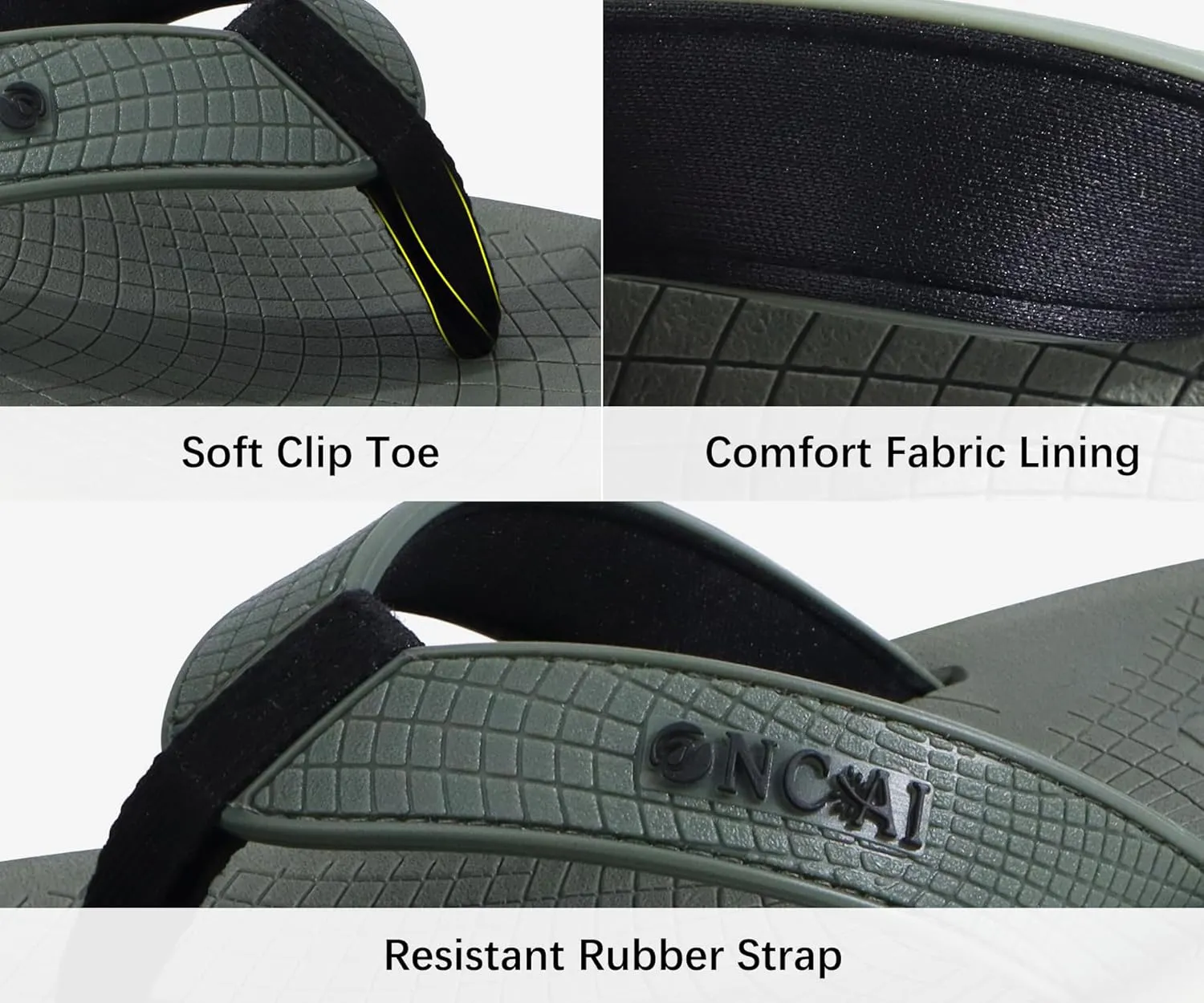 ONCAI Men's Flip Flops Summer Beach Fashion Yoga Mat Thong Sandals with Non-slip Outdoor Cushion Rubber Soles