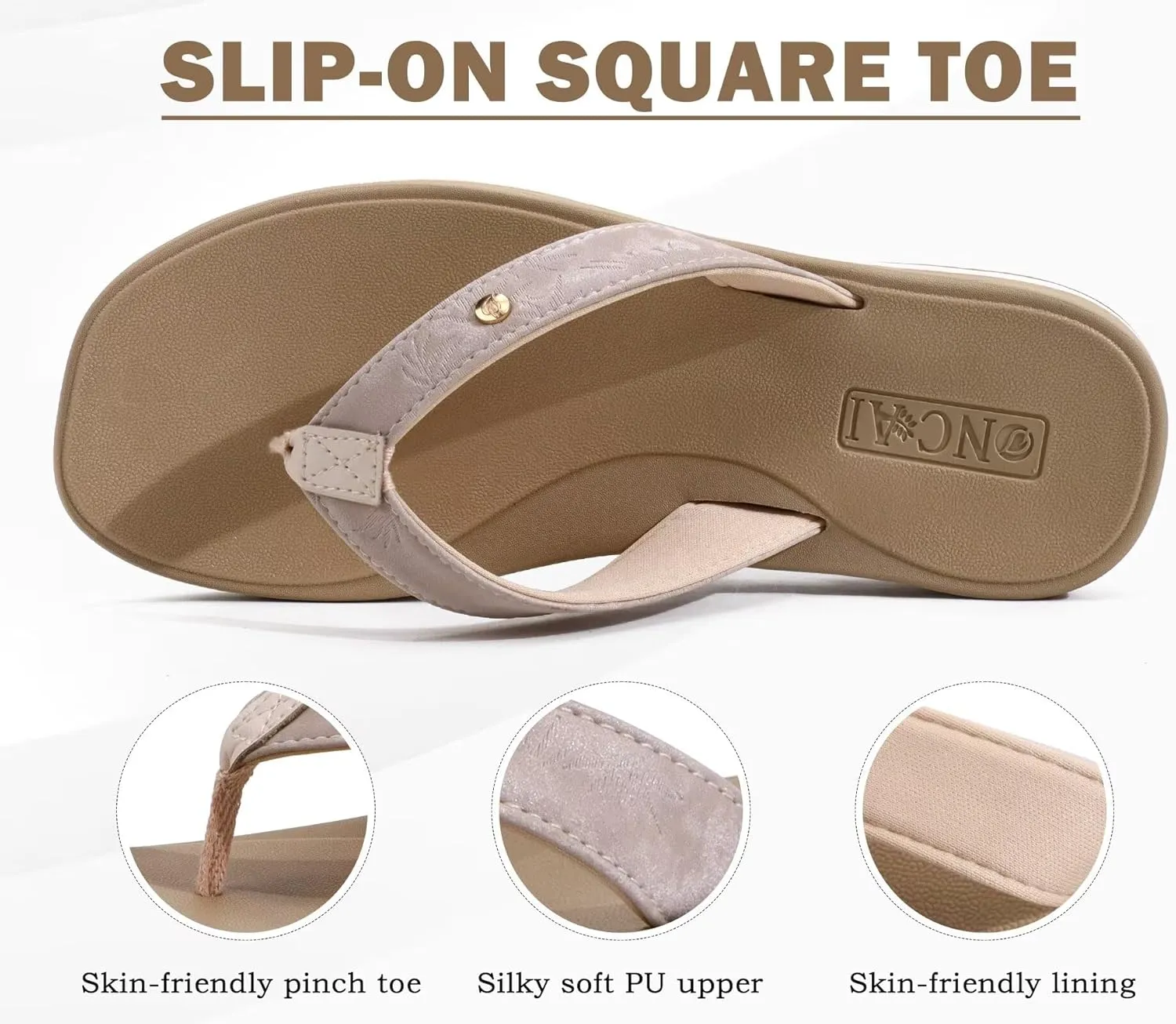 ONCAI Womens Cushion Flip Flops Women's Soft Comfortable Flip Flop Fashion Summer Beach Cute Lightweight Sandals for Woman Size 6-11