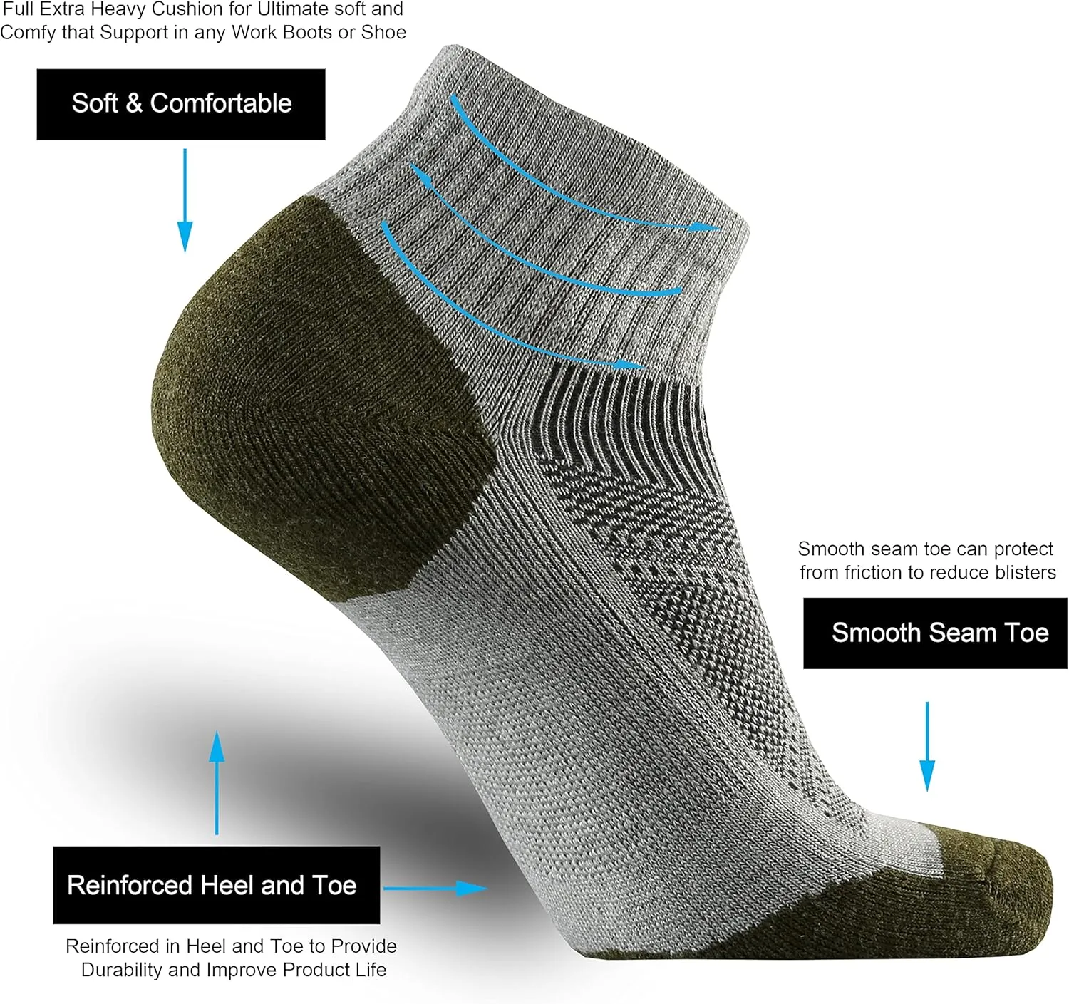 ONKE Merino Wool Low Cut Quarter Socks for Men Outdoor Trail Running Hiking Hiker All Season with Moisture Wicking Control