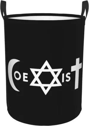 Original Coexist Symbols Dirty clothes laundry basket with handle Medium
