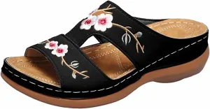 Orthopedic Sandals for Women with Arch Support Walking Slippers Slip On Wide Width Slides for Summer Beach Non Slip Breathable Sandal Vintage Flip Flops Dressy Spring Flat