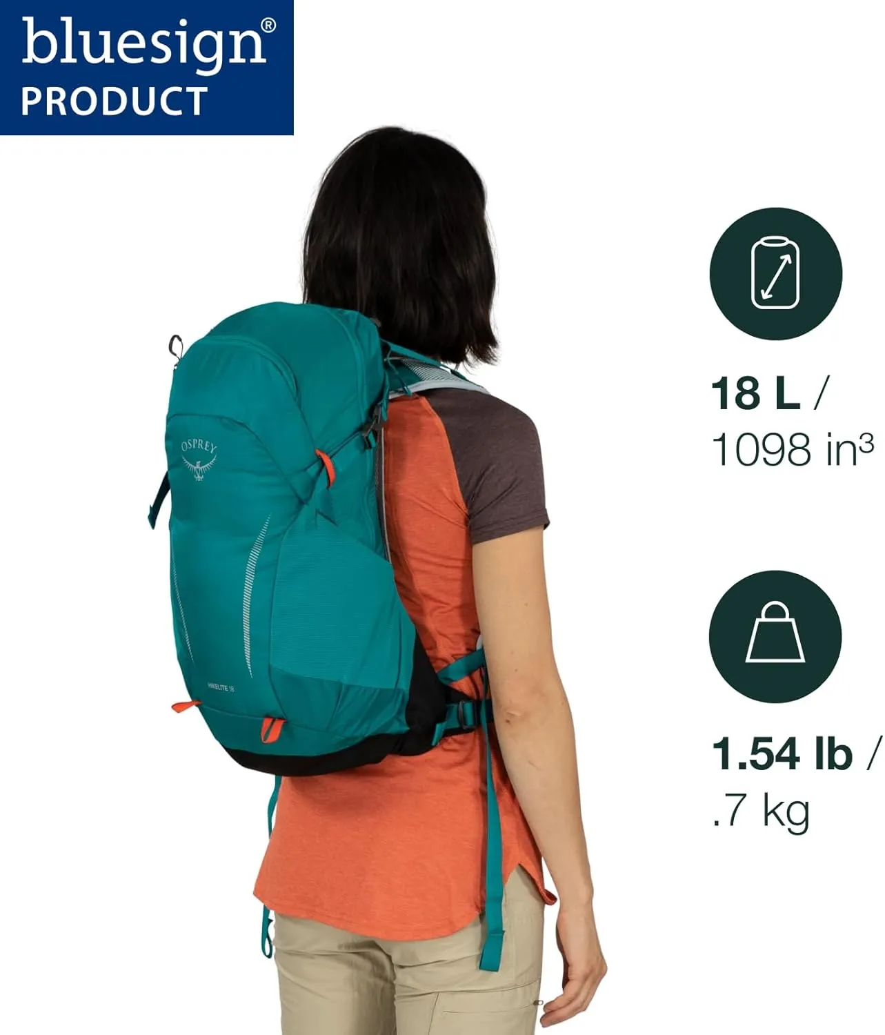 Osprey Hikelite 18L Unisex Hiking Backpack, Chameleon/Black