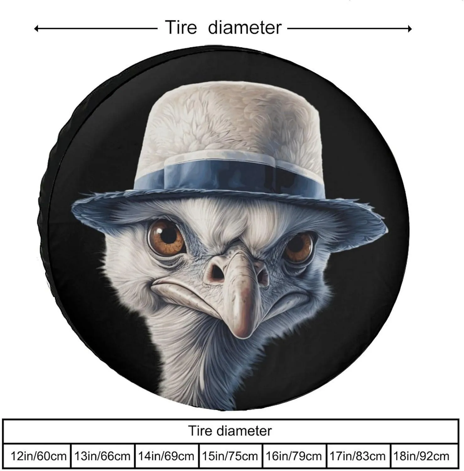 Ostrich-1 Spare Tire Cover Oxford Tire Cover Wheel Cover Protectors Universal Fits for Truck Campers 15inch