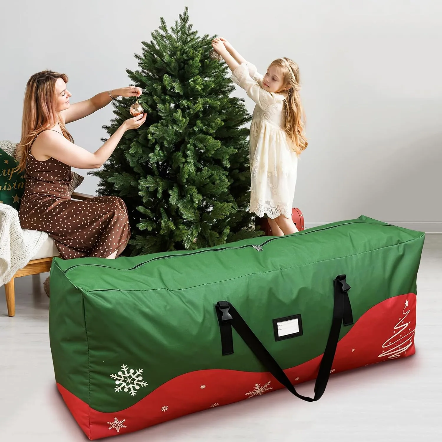 OurWarm Extra Large Christmas Storage Containers, Fits Up to 7.5 Ft Artificial Trees Heavy Duty 600D Oxford Xmas Holiday Tree Bag with Durable Handles & Dual Zipper