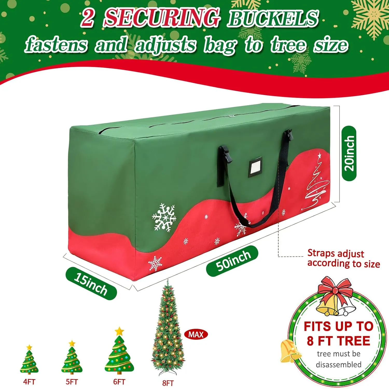 OurWarm Extra Large Christmas Storage Containers, Fits Up to 7.5 Ft Artificial Trees Heavy Duty 600D Oxford Xmas Holiday Tree Bag with Durable Handles & Dual Zipper