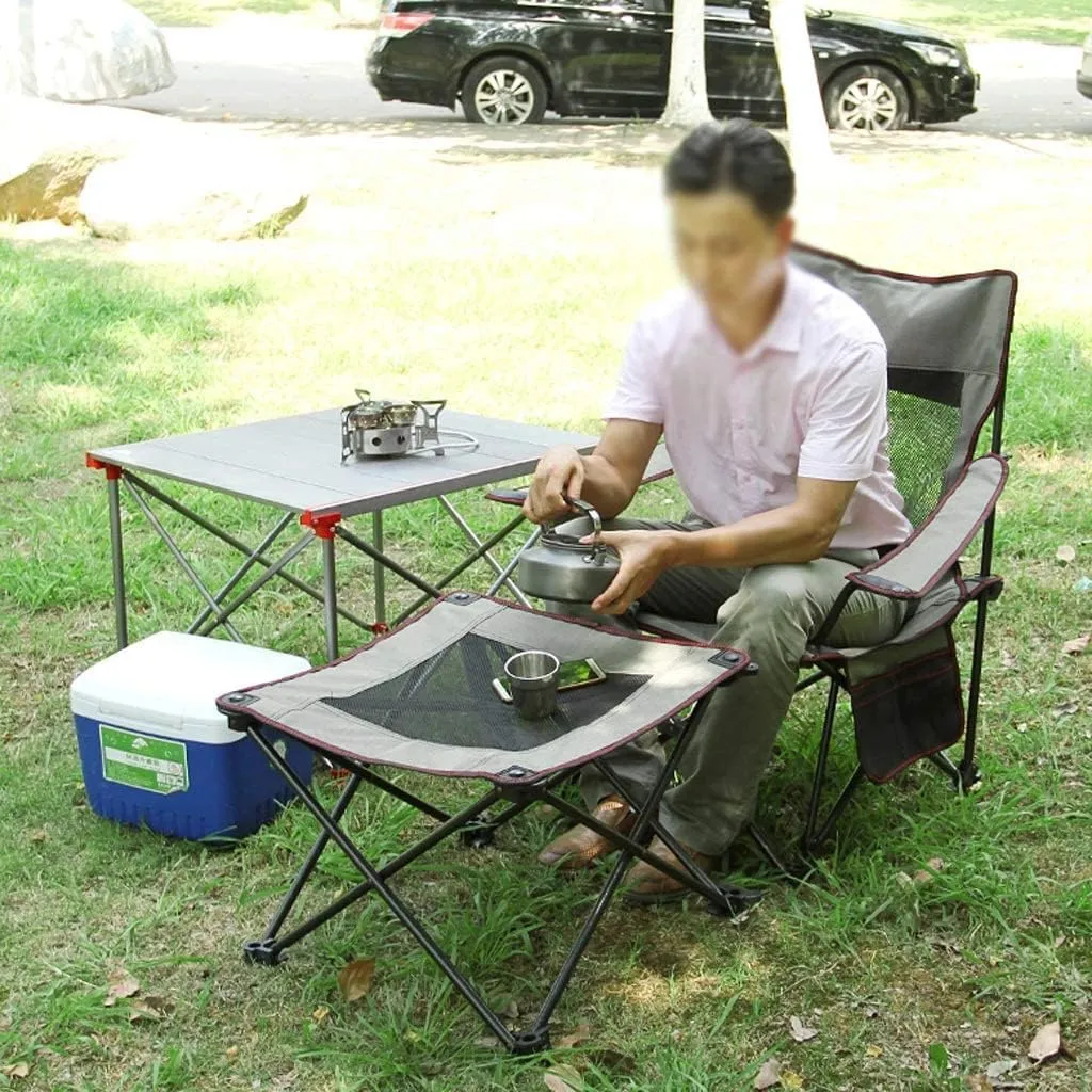 Outdoor Camping Chair Camping Chair Portable Folding Recliner Chair with Cup Holder Removable Side Table and Carry Bag with Pillow Portable Folding Lawn Chairs