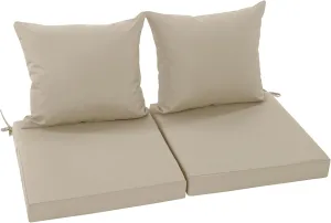 Outdoor Chair Cushions Set of 2, Waterproof Backrest and Deep Seat Cushion Set for Patio Furniture, Outdoor Sofa Replacement Cushions with Removable Cover, 24 x 24 Inch, Cream